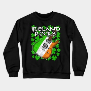 St Patricks Day Electric Guitar Irish Flag Crewneck Sweatshirt